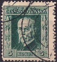 (1925-012) Марка Чехословакия "Т. Массарик (Зеленая)"    Президент Массарик (Стандартный выпуск) II 