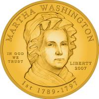 (001w) Монета США 2007 год 10 долларов "Марта Вашингтон" 2007 год  PROOF