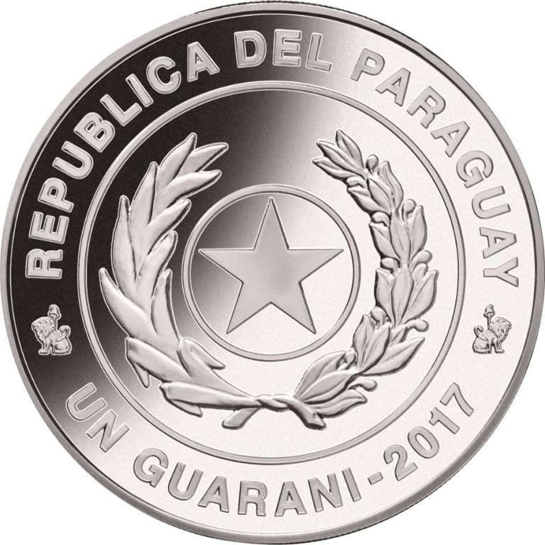 (2017) Монета Парагвай 2017 год 1 гуарани &quot;ЧМ по Футболу. Россия 2018&quot;  Серебро Ag 925  PROOF