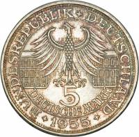 () Монета Германия (ФРГ) 1955 год 5  ""   Биметалл (Серебро - Ниобиум)  UNC