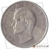 (,) Монета Германия (Бавария) 1909 год 3 марки   Серебро Ag 900  XF