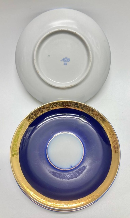 Блюдца, ЛФЗ, Кобальт, позолота, 4 шт