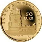 (№2008km309) Монета Италия 2008 год 50 Euro (Искусств в Европе - Ла-Торре-ди-Beleacute)
