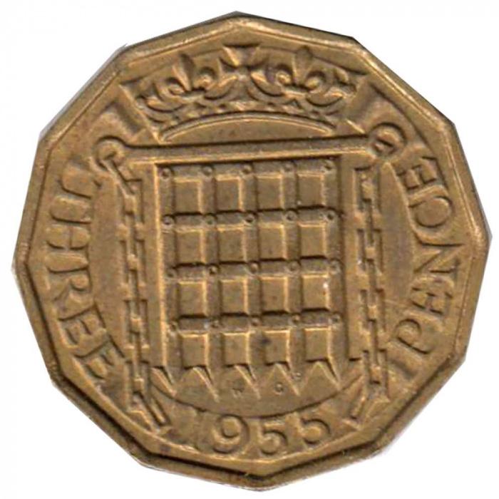 (1955) Монета Великобритания 1955 год 3 пенса &quot;Елизавета II&quot;  Латунь  VF