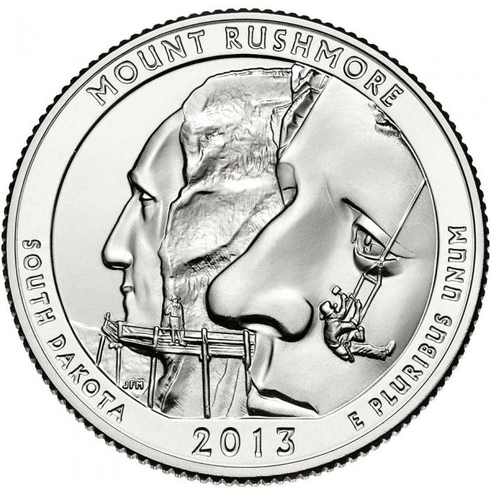 020s Монета США 2013 год 25 центов Гора Рашмор  Медь-Никель  UNC