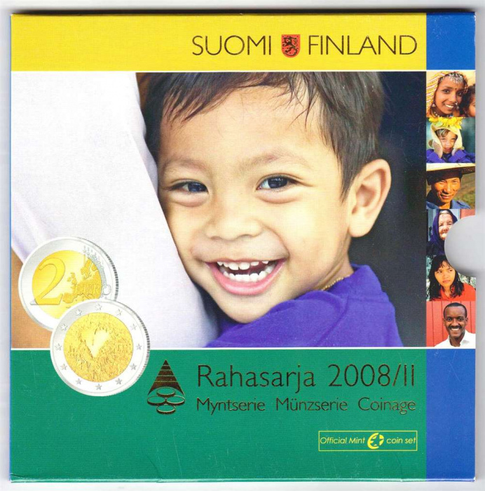 (2008 II, 9 монет) Набор монет Финляндия 2008 год &quot;Декларация прав человека. 60 лет&quot;  Буклет