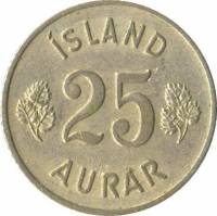 (№1946km11) Монета Исландия 1946 год 25 Aurar