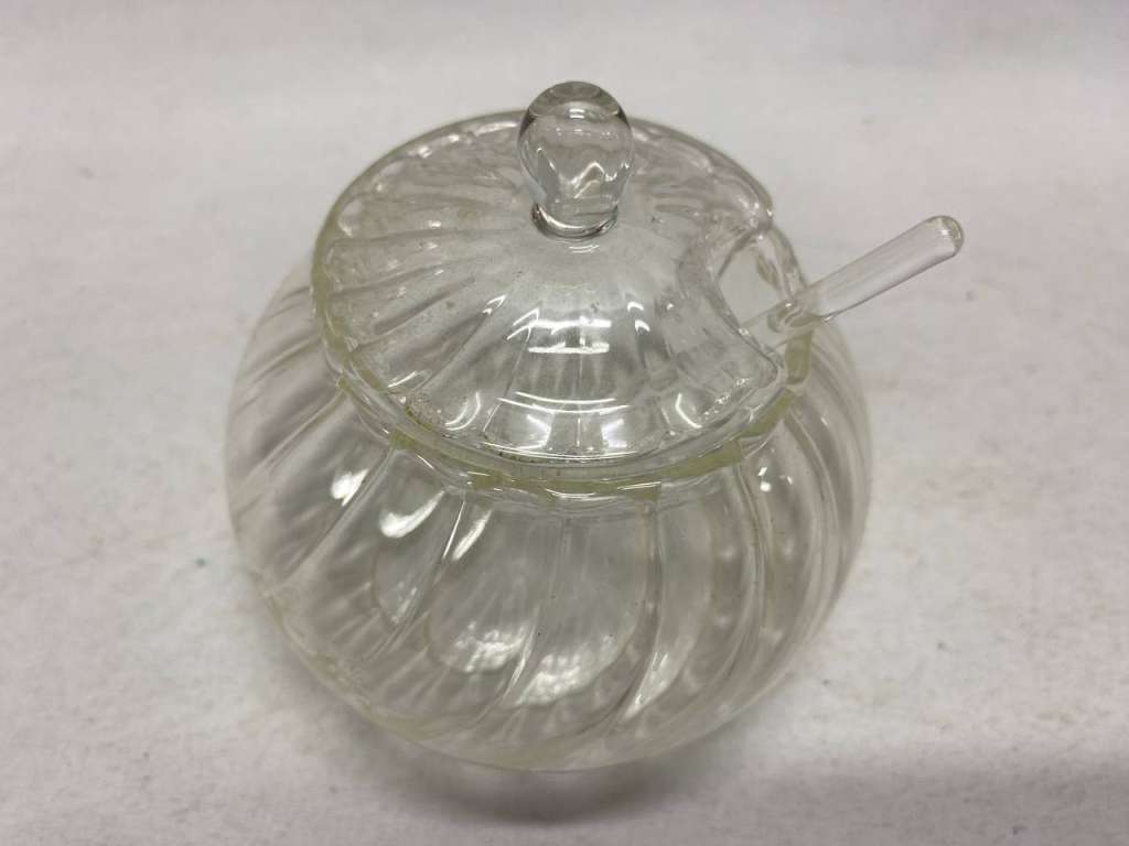 Сахарница стекло с ложкой