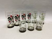 Стопки хрусталь, стекло, металл с рисунком 9 шт