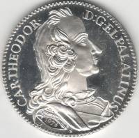 1746 Монета Германия 1 Видовой гульден Гейдельберг Карл Теодор  Рестрайк 1978 года Серебро Ag 835  