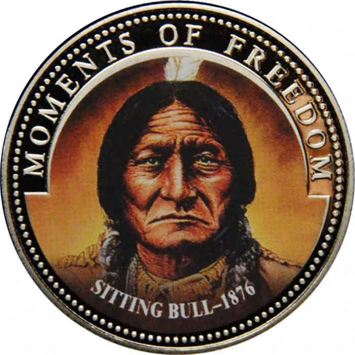 (2001) Монета Либерия 2001 год 10 долларов &quot;Вождь Сидящий бык&quot;   UNC
