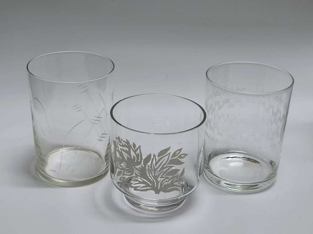 Стаканы 9 штук стекло с рисунком