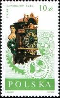 (1988-009) Марка Польша "Фризские настенные часы, 17 век"    Старинные часы III Θ