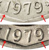 (1979p, дата близко к канту) Монета США 1979 год 1 доллар   Сьюзен Энтони Медь-Никель  VF