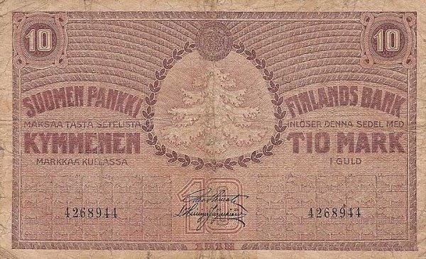 (,) Банкнота Финляндия 1918 год 10 марок    UNC