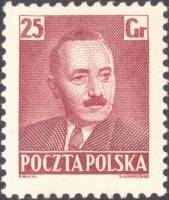 (1950-028) Марка Польша "Б. Берут (Красно-коричневая)"   Президент Б. Берут (1892-1956) (Стандартный