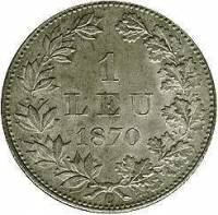 () Монета Румыния 1870 год 1  ""   Биметалл (Серебро - Ниобиум)  AU