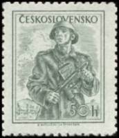 (1954-016) Марка Чехословакия "Солдат"   Стандартный выпуск. Профессии (2) II Θ
