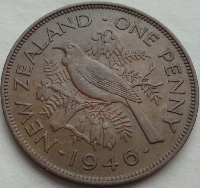 (1946) Монета Новая Зеландия 1946 год 1 пенни &quot;Георг VI&quot;  Бронза  UNC