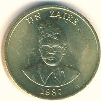 (№1987km13) Монета Заир 1987 год 1 Zaire