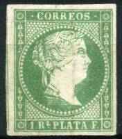 (№9) Марка Куба 1857 год "Королева Изабелла II", Гашеная