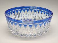 Салатник хрусталь накладное стекло синее круглый СССР Красный гигант 23 х 8 см