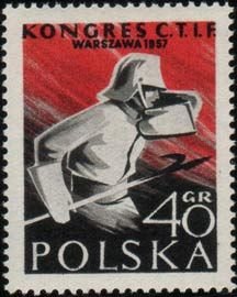 (1957-034) Марка Польша &quot;Пожарный&quot; , III Θ