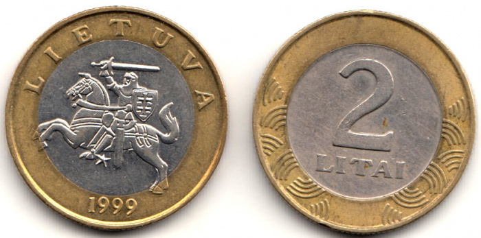 () Монета Литва 1999 год   &quot;&quot;   Серебрение  VF