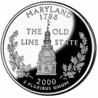 (007p) Монета США 2000 год 25 центов "Мэриленд"  Медь-Никель  UNC
