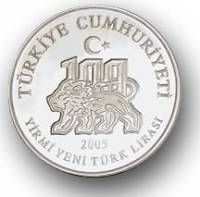 () Монета Турция 2005 год 20  ""   Биметалл (Серебро - Ниобиум)  AU