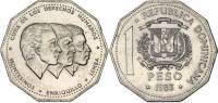 1983 Монета Доминикана 1 песо Национальные герои  Медь-Никель  UNC