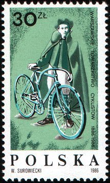 (1986-064) Марка Польша "К. Косецка 1875"    100 лет Варшавскому клубу велосипедистов III &Theta;