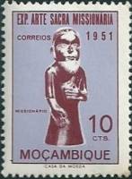 (№1953-414) Марка Мозамбик 1953 год "Скульпт из Missionar", Гашеная