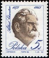 (1986-040) Марка Польша "А. Швейцер"    Стандартный выпуск. Альберт Швейцер III Θ