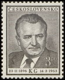 (1953-019) Марка Чехословакия &quot;К. Готвальд (Черная)&quot; ,  III Θ