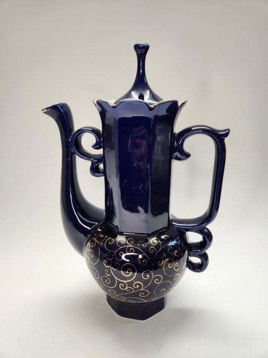 Кофейник кобальт позолота Возрождение