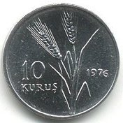 (№1976km908) Монета Турция 1976 год 10 Kuruş (Ф. А. О. - матери грудное вскармливание)