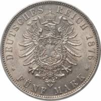 () Монета Германия (Империя) 1874 год 5  ""   Биметалл (Серебро - Ниобиум)  UNC