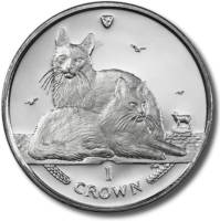 (2011) Монета Остров Мэн 2011 год 1 крона "Ангорская кошка"  Медь-Никель  UNC