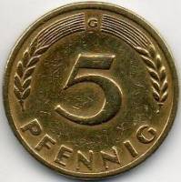 () Монета Германия (ФРГ) 1949 год 5  ""   Сталь, покрытая Латунью  UNC