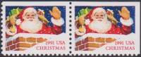 (№1991-2195) Лист марок США 1991 год "Санта-Клаус в Чимни", Гашеный