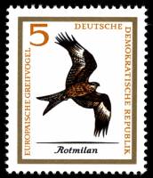 (1965-067) Марка Германия (ГДР) "Красный коршун"    Хищные птицы III Θ