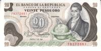 (,) Банкнота Колумбия 1981 год 20 песо "Франсиско де Калдас"   UNC