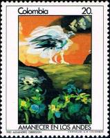 (№1983-1627) Марка Колумбия 1983 год "Рассвет в Андах Алехандро Obregoacuten", Гашеная