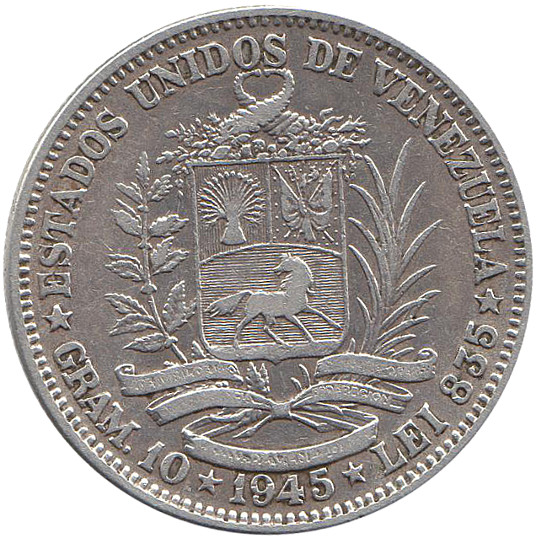 () Монета Венесуэла 1945 год   &quot;&quot;     VF