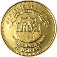() Монета Либерия 2005 год 25  ""   Биметалл (Платина - Золото)  UNC