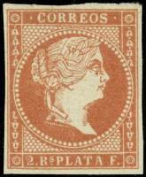 (№10) Марка Куба 1857 год "Королева Изабелла II", Гашеная