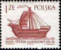 (1965-008) Марка Польша "Судно 'Халк'"   Парусные суда II Θ
