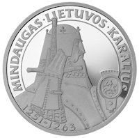 (1996) Монета Литва 1996 год 50 лит &quot;Миндовг. Король Литвы&quot;  Серебро Ag 925  PROOF