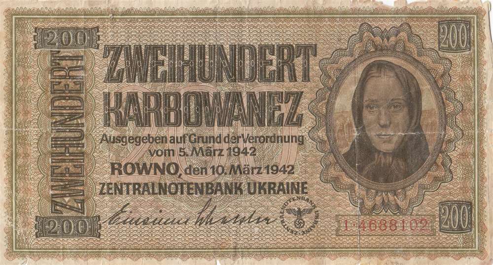 200 карбованцев 1942 год Украина фашизм